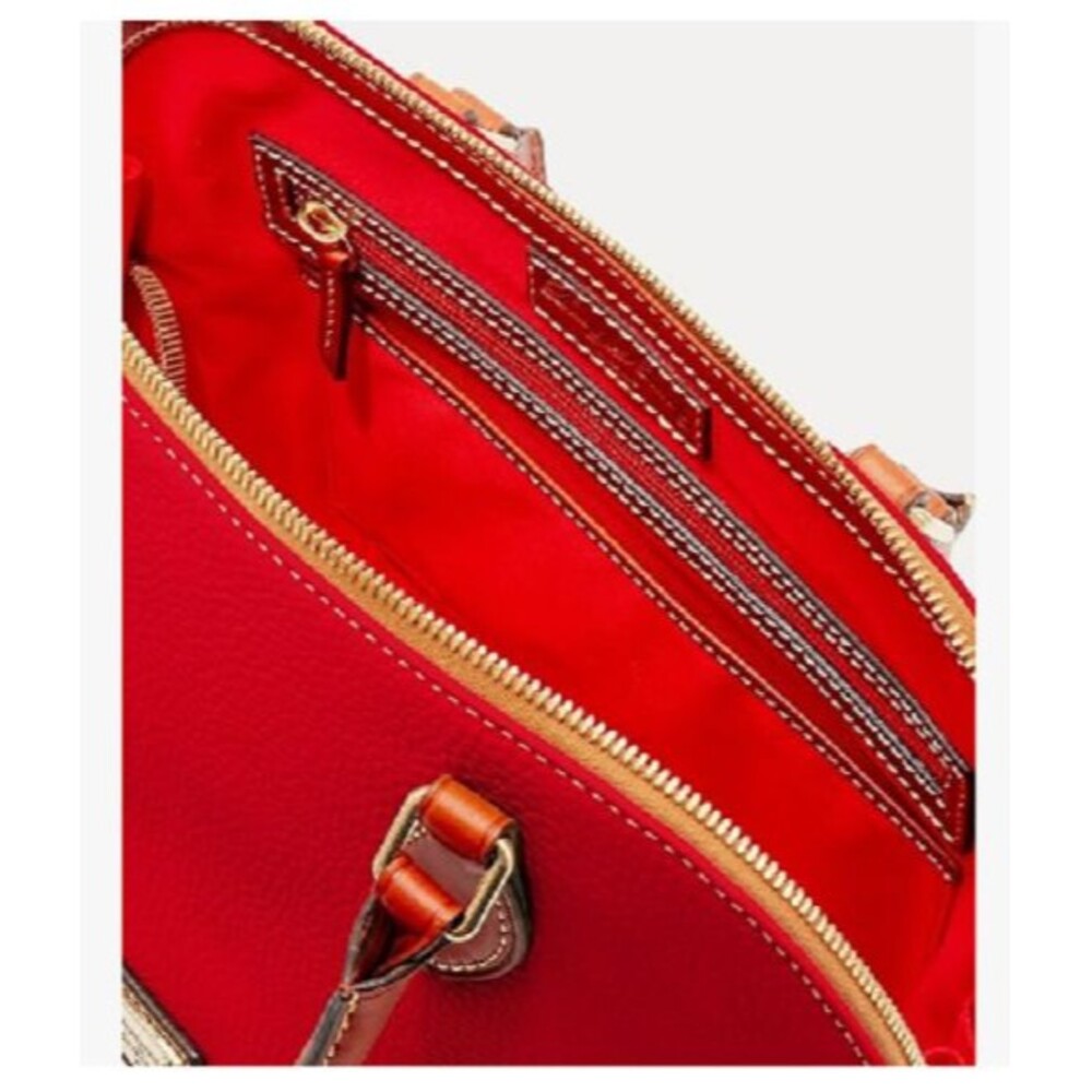 Dooney & Bourke Pebble Grain Zip Zip Satchel Wine Red Leather Bag NWT - Picture 3 of 6